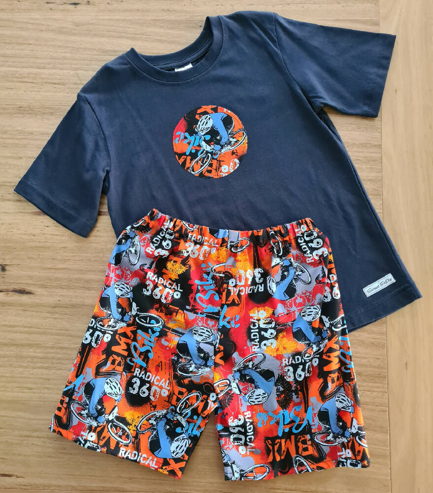 Boys BMX Bike Lounge Shorts and T-Shirt Set Size 5
