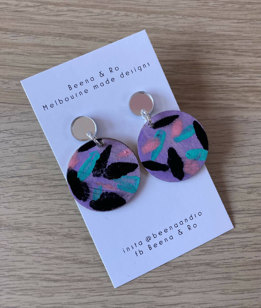 Lilac handpainted earrings