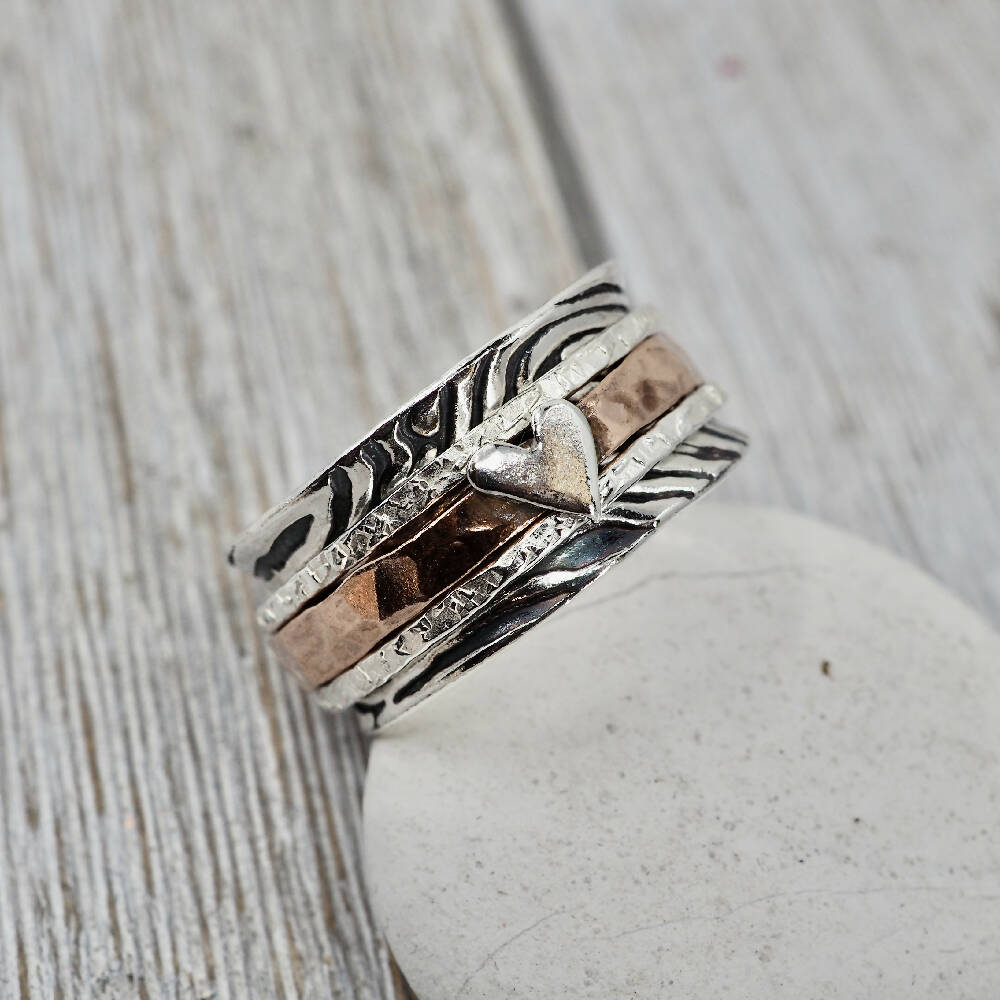 Spinner ring | Fidget ring | Anxiety Ring | Silver and copper spinner | Sterling silver jewellery