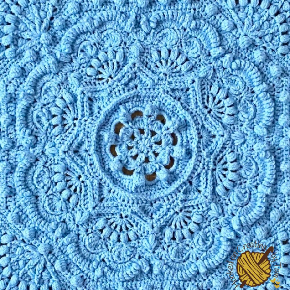 Cloud Blue ‘Baby Arcadia’ Heirloom Handmade Baby Blanket 100% Acrylic