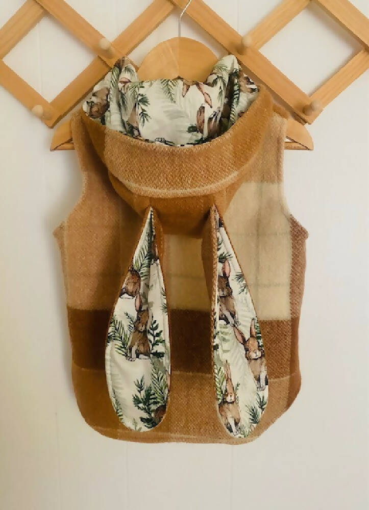 Easter Vintage Wool Blanket Upcycled Vest Size 1