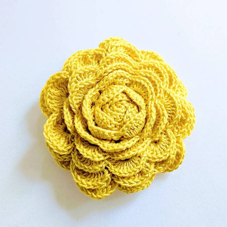 Cotton flower brooch, crochet rose brooch