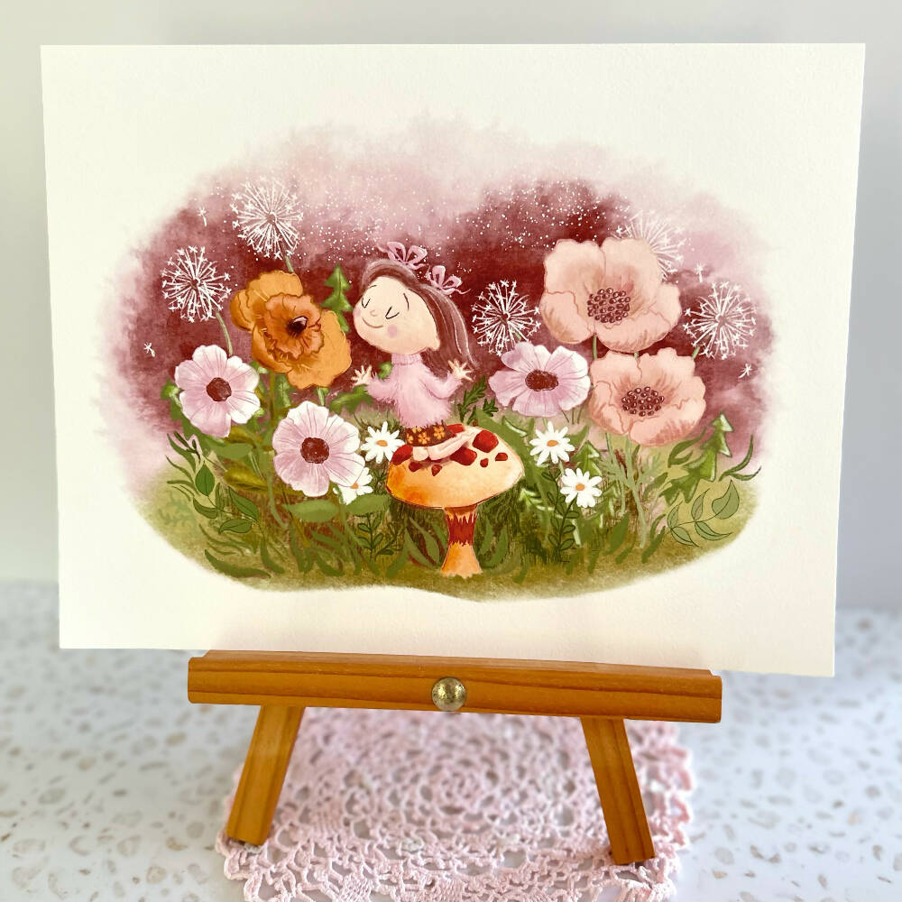 Illustration- Whimsical Nursery Art Print for Girls Room.