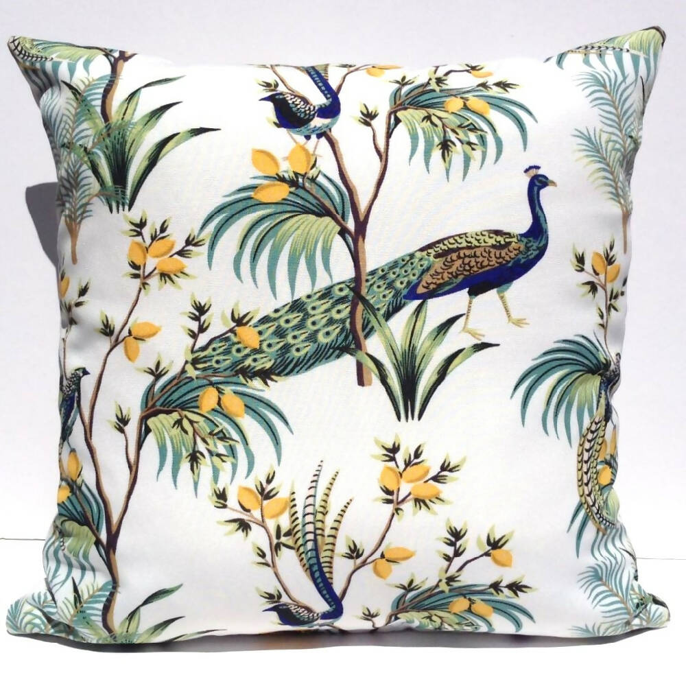 peacock floral outdoor cushion