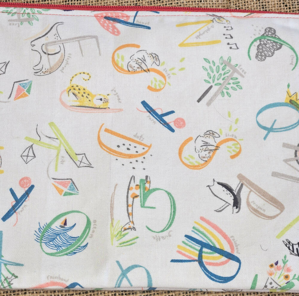 Handmade Alphabet Design Double Zippered Pencil Case