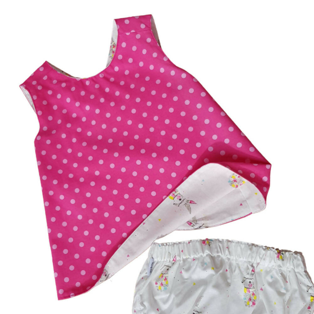 Reversible Top and Bloomers Outfit | Rabbit Design | Size 1