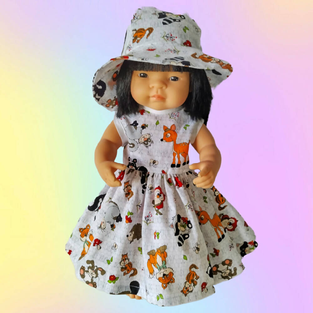 Dress and hat for Miniland 38cm dolls.