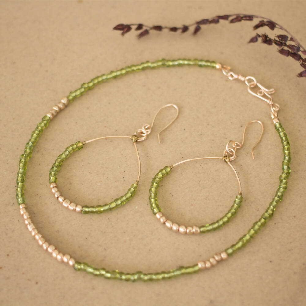Gold and Green Jewellery Set_ Seabreeze Boho by Luna