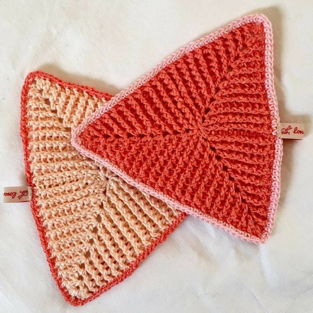 Set of 2 Hand made Washcloths, Potholders or Trivets