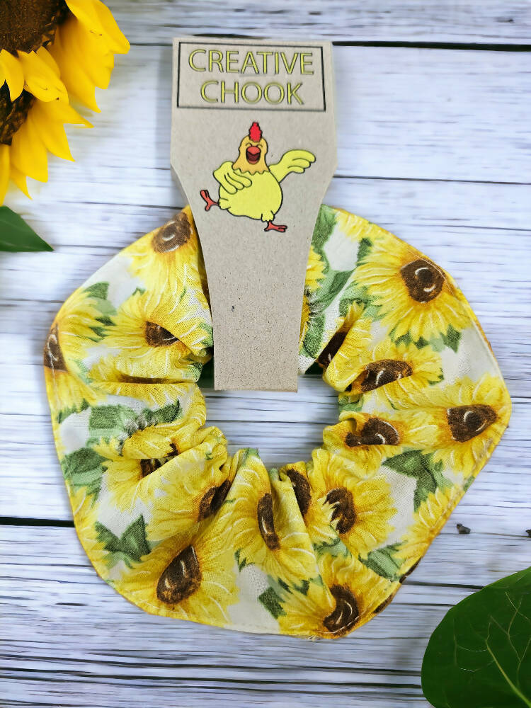 Handmade Sunflower Design Hair Scrunchie/Tie