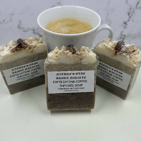 Exfoliating coffee infused soap