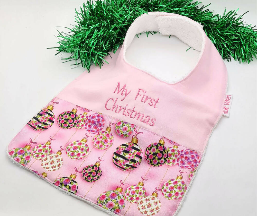 My First Christmas Baby Girl Bib Personalised Gift