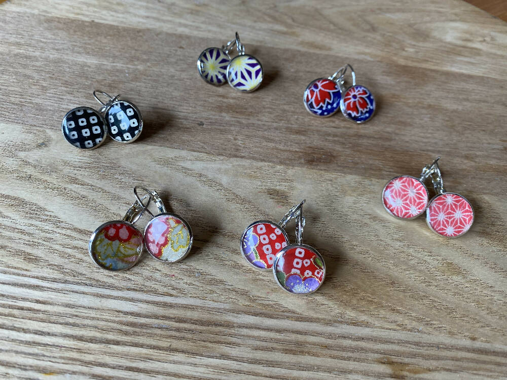 Japanese washi paper Resin earrings