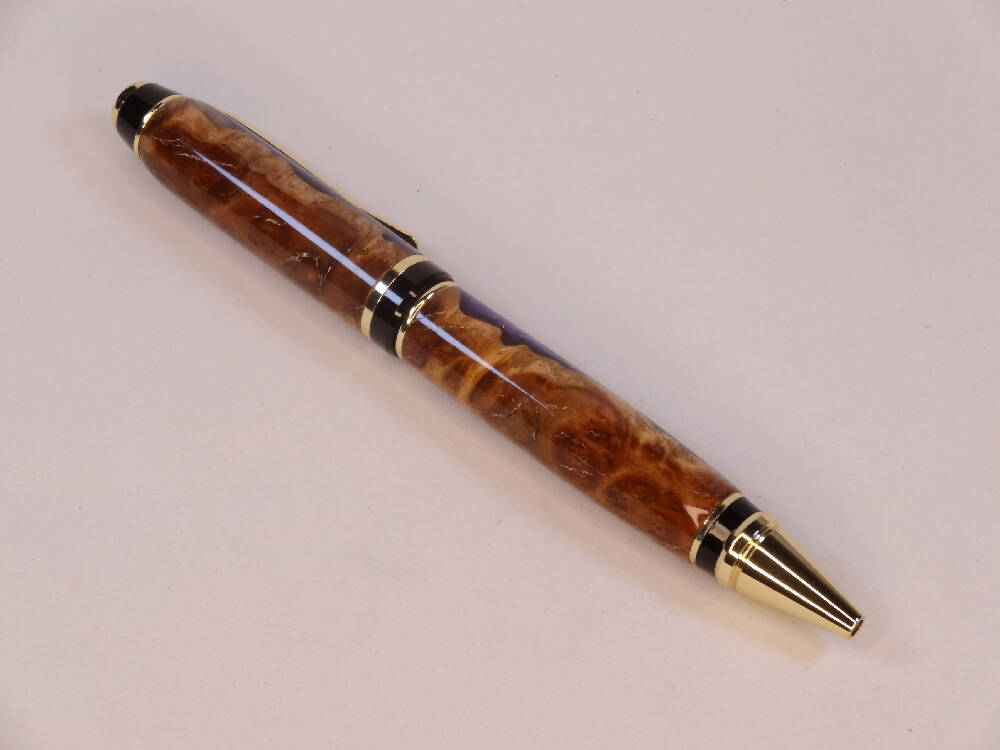 Wood_Resin Purple/White Swirl Cigar pen