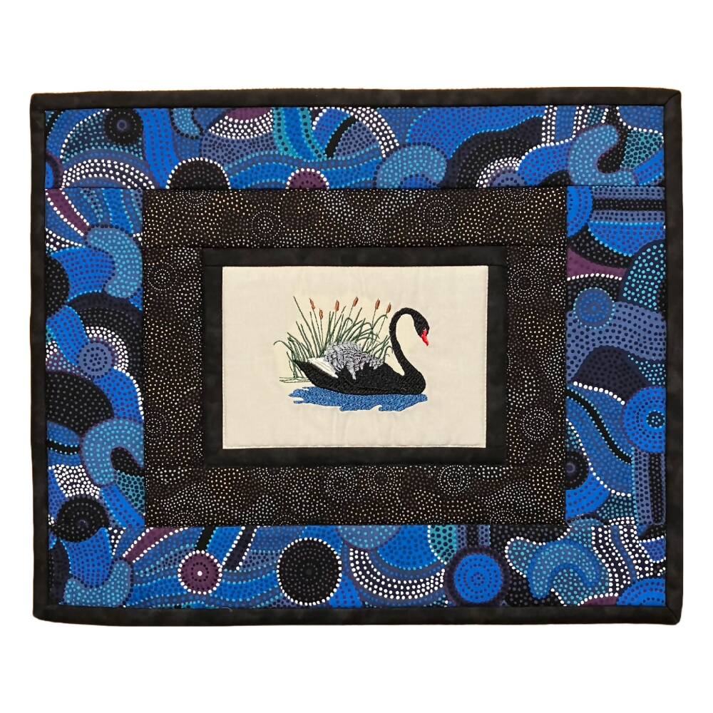 handmade Australian native quilted - BLACK SWAN