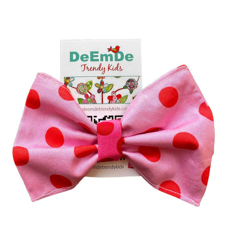 Hair Bow - Pink & Red Spot