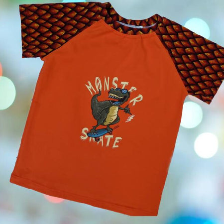 Boys T-Shirt, Monster Skate, Orange, Size 5