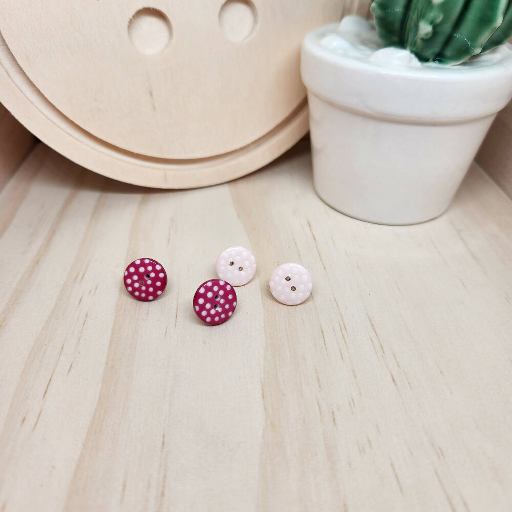 Stud Earrings Button Pink Spot A2B (3)