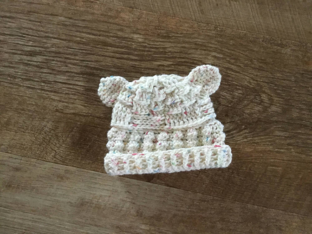 Crochet Baby Blanket and Bear Ears Beanie,