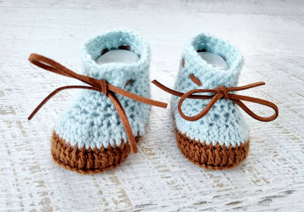 Baby Booties Duck Egg Blue Newborn Crochet Knit Shoes Socks