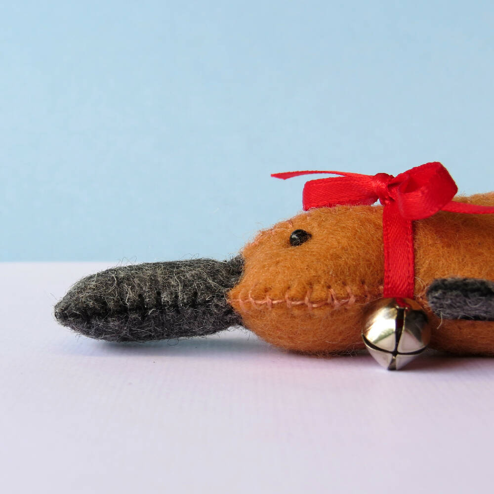 Christmas Ornament - Platypus - Wool Felt Decoration