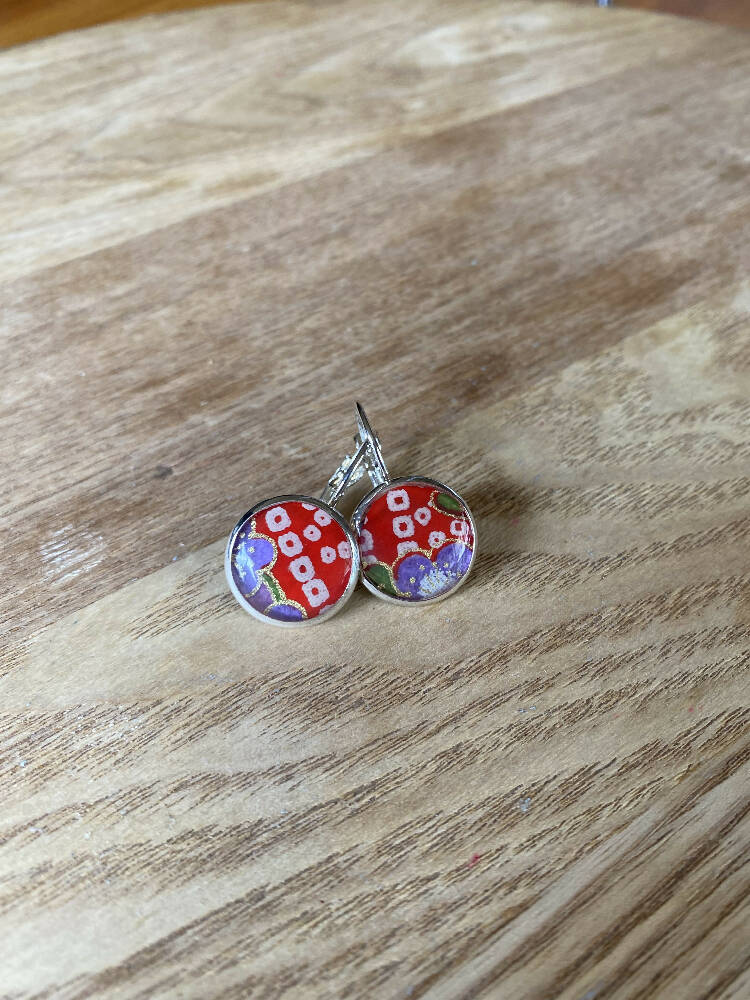 Japanese washi paper Resin earrings