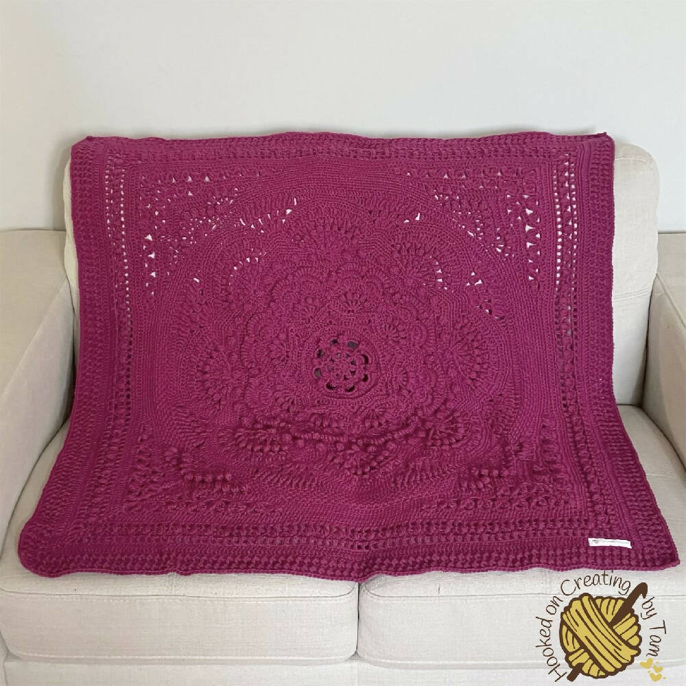 Boysenberry ‘Baby Arcadia’ Heirloom Handmade Baby Blanket 100% Acrylic