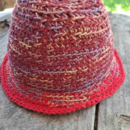 crocheted brimmed hat 100% cotton mixed colours