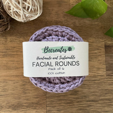 Reusable Cotton Facial Rounds - Set of 6 - Lavender