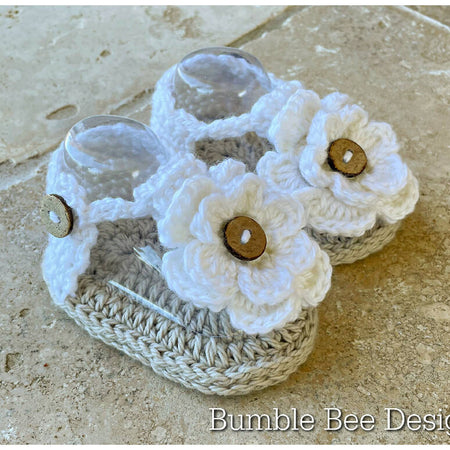 Crochet Flower baby sandals, Australian cotton