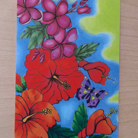 Hibiscus and Frangipani, Blank Greeting Card