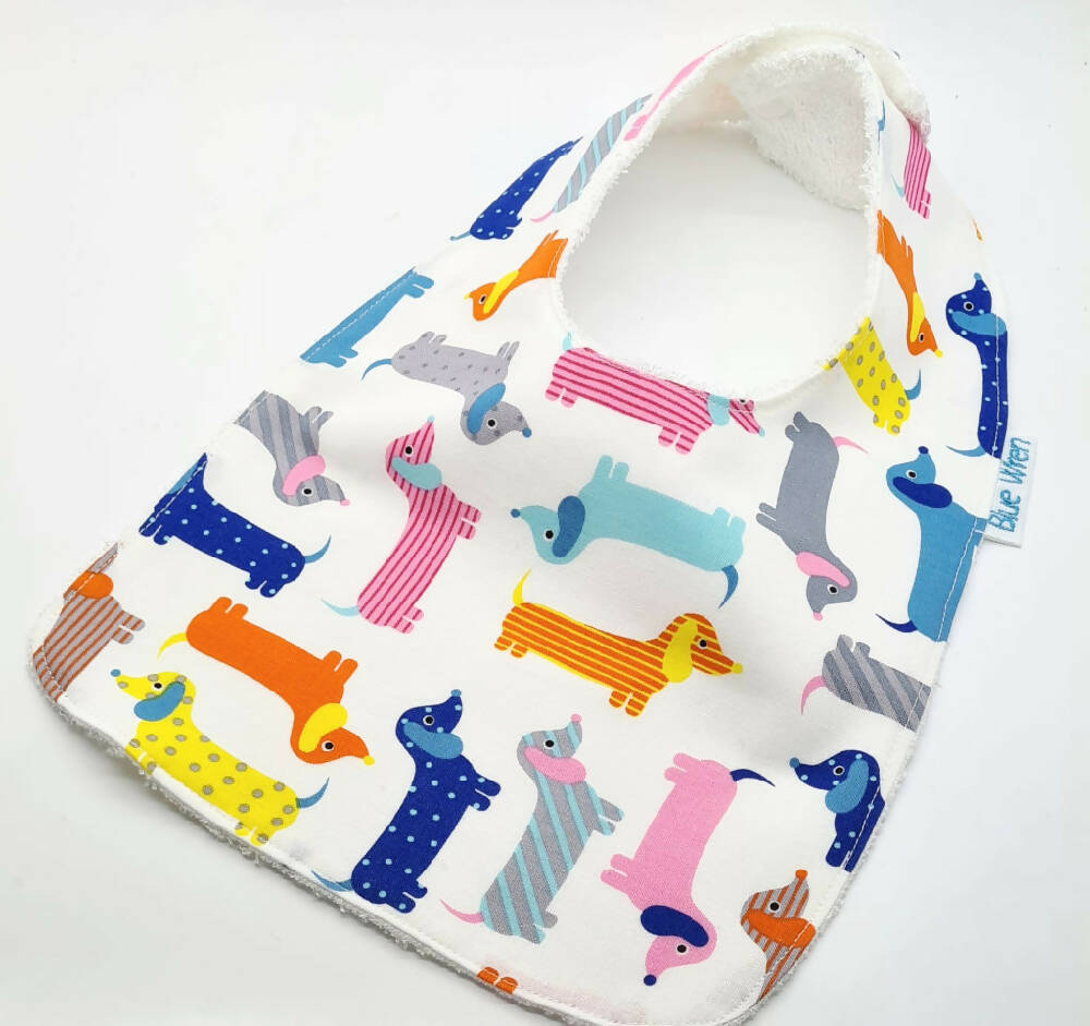Baby Bib Sausage Dog Cotton Fabric
