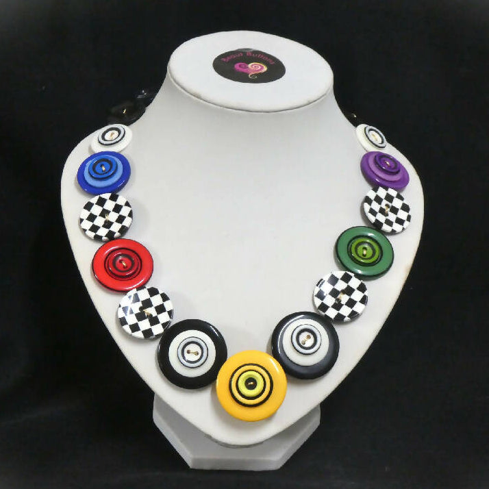 Button necklace - Racing Flags