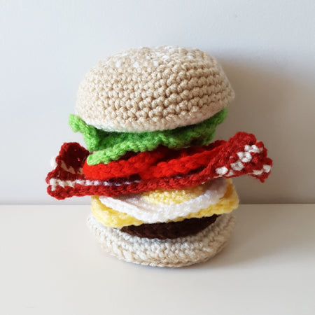 Burger pretend food play set crochet toy