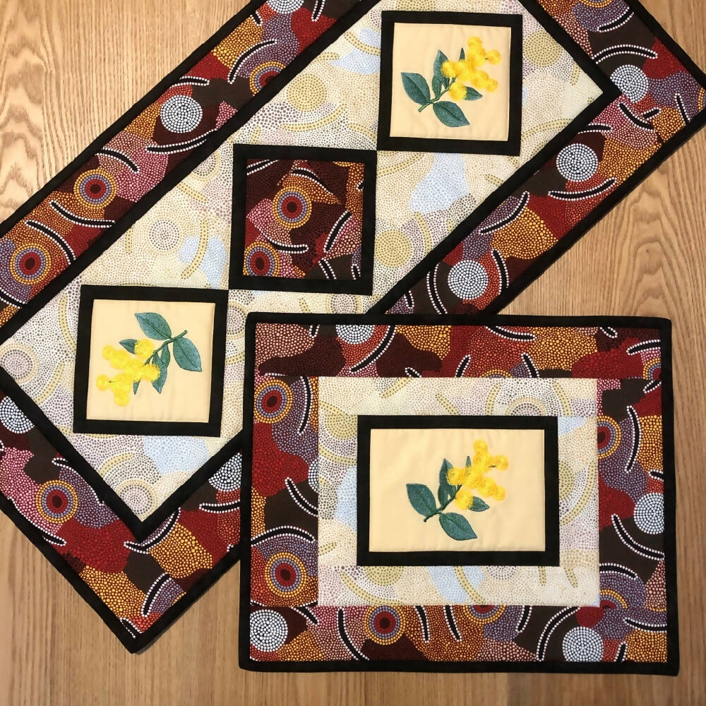handmade Australian native quilted - wattle