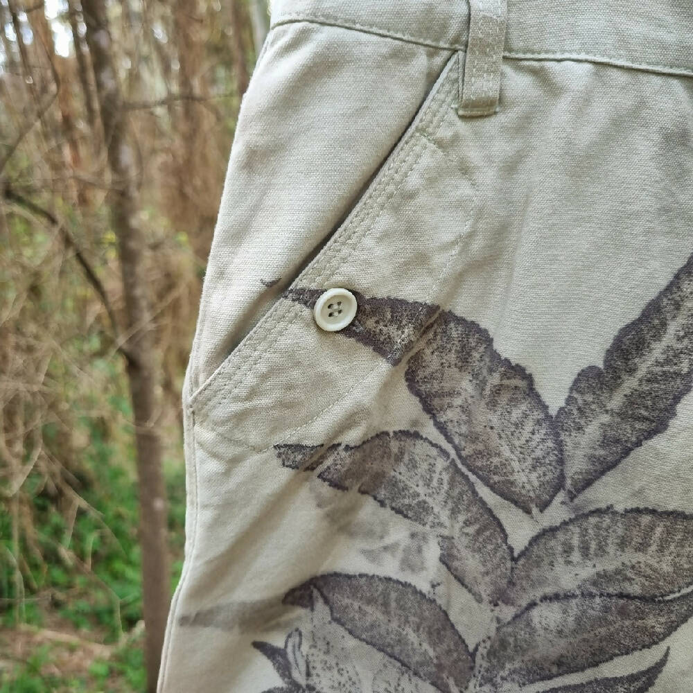 Knee Length Skirt - Botanically Printed - Upcycled - Wearable Art
