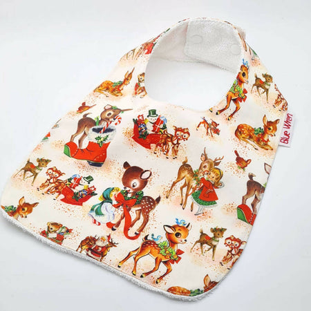 Christmas in July Baby Bib Reindeer Cotton Fabric