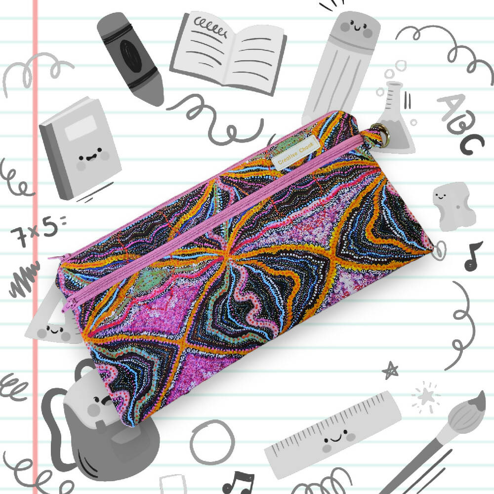Handmade Pencil Case Zippered Indigenous Design