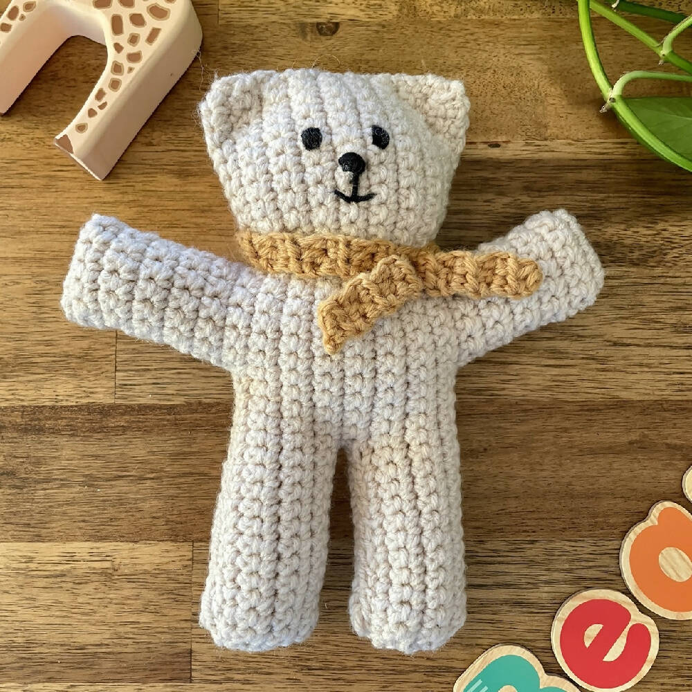 Beary Bear - Handmade Teddy with Mustard scarf