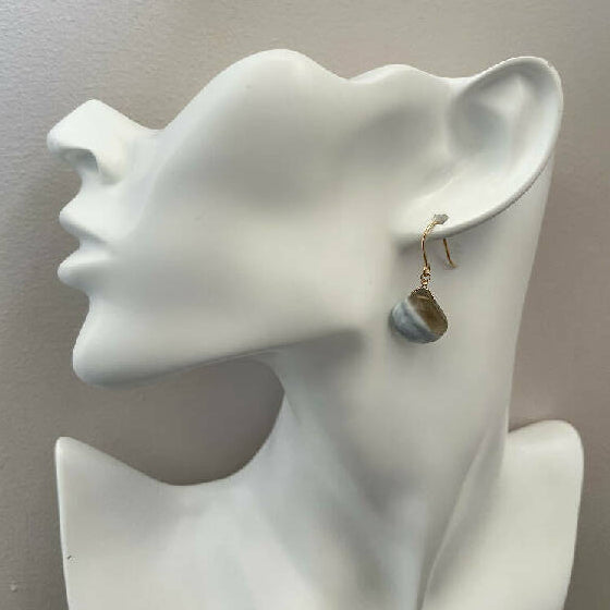 14K Gold filled stripe blue opal earrings