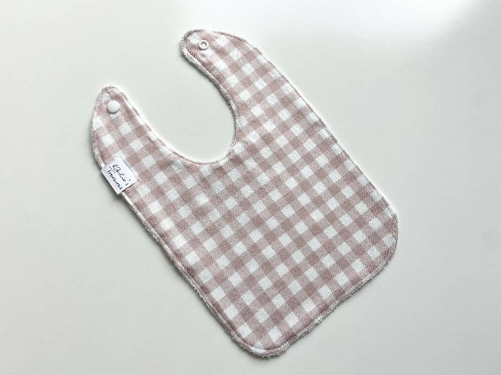 Dusty pink gingham Bib