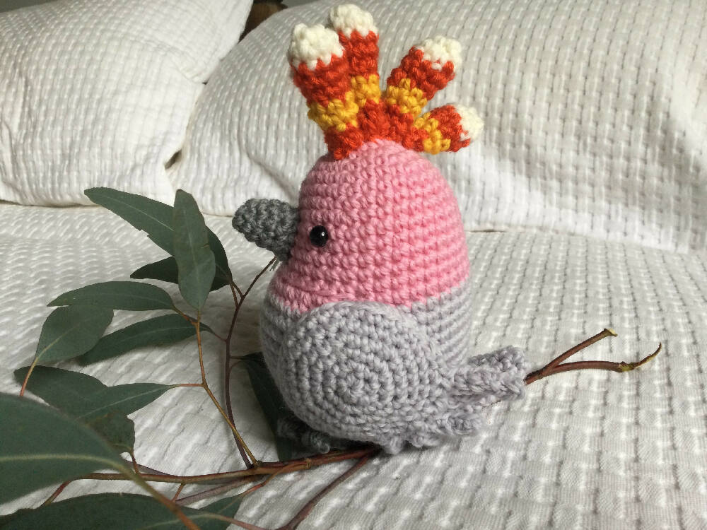Lge Major Mitchell Cockatoo - crocheted toy