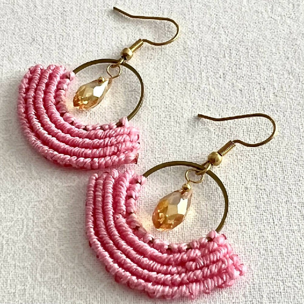 Pink Micro Macrame Earrings