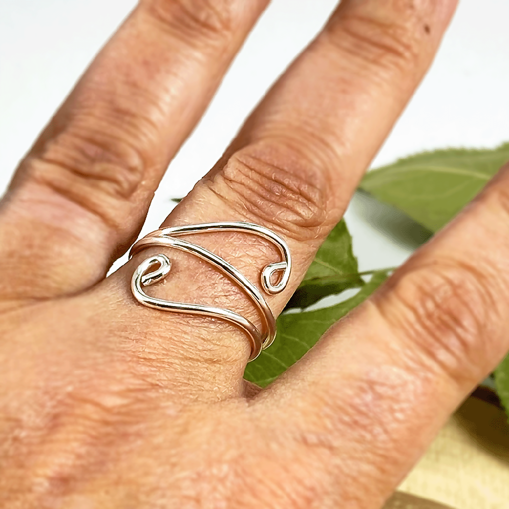 Solid silver wave ring _5