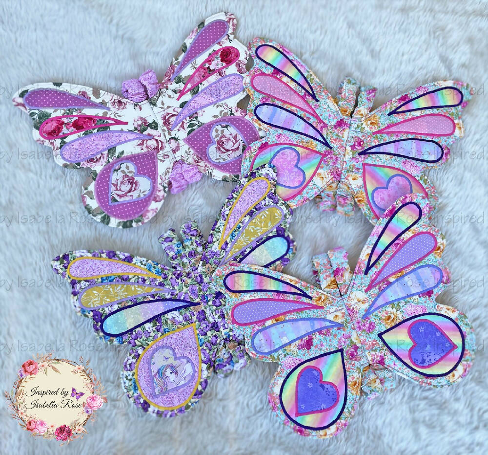 Butterfly fabric wings, Embroidered Mask, Dancing ribbons, Made to order