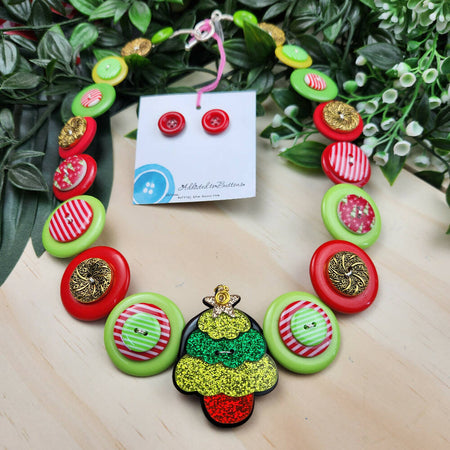 Christmas Tree Button Necklace - Buttons - Necklace & Earrings