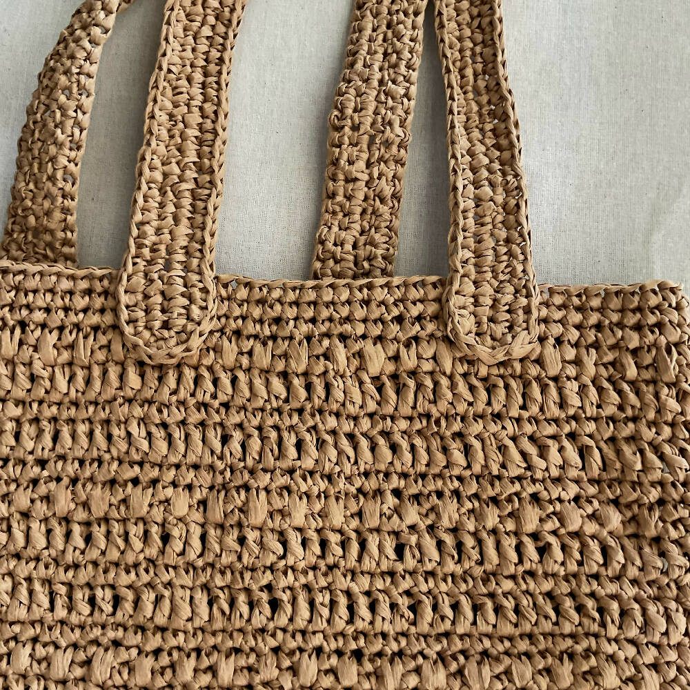 Eco-chic Raffia Round Bottom Shoulder Bag - Natural