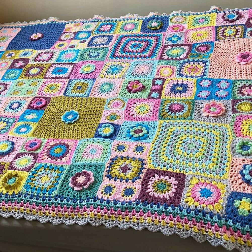 Vintage Style Hand made Crochet Blanket or Throw