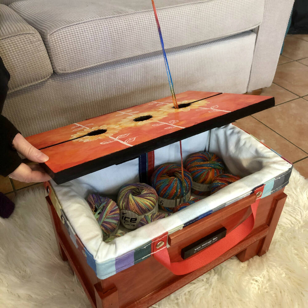 Yarn Storage Box, Orange Petals