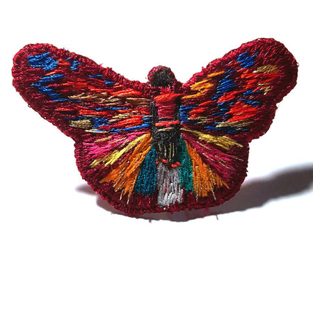 Butterfly brooch shawl hat pin, Hand embroidered.